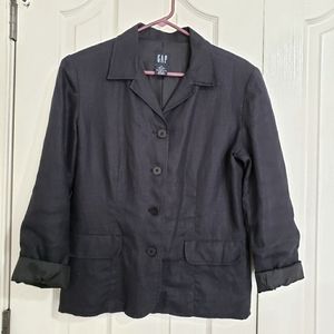 Gap Black Linen Blazer Size 8